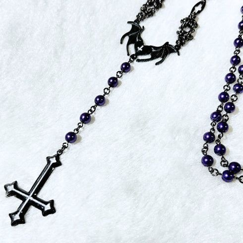 <21030>Reverse cross rosary (purple)