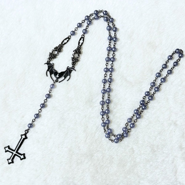 <21031>Reverse cross rosary (navy)