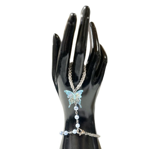<21037>hand cain / light blue butterfly