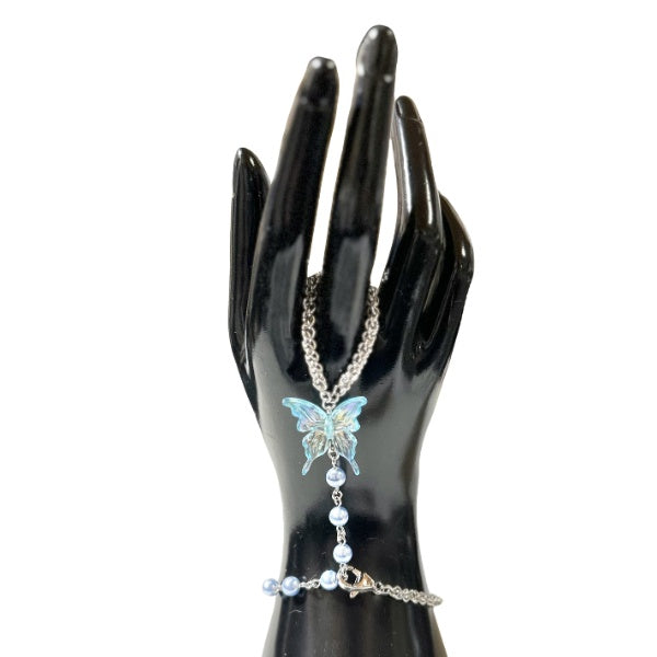 <21037>hand cain / light blue butterfly