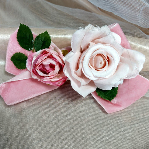 <23001>White × Pink rose Felt hat