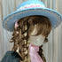<23003>Lightblue × Pink rose Felt hat