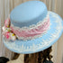 <23003>Lightblue × Pink rose Felt hat