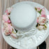 <23004>White ribbon × Pink rose Felt hat (With clip)