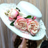<23004>White ribbon × Pink rose Felt hat (With clip)