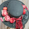 <23005>Black × Bordeaux rose Felt hat (With clip)