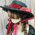 <23005>Black × Bordeaux rose Felt hat (With clip)