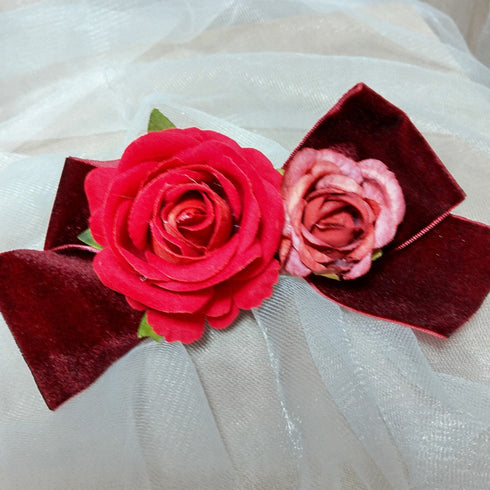 <23005>Black × Bordeaux rose Felt hat (With clip)