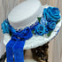 <23006>White × Blue rose Felt hat (With clip)