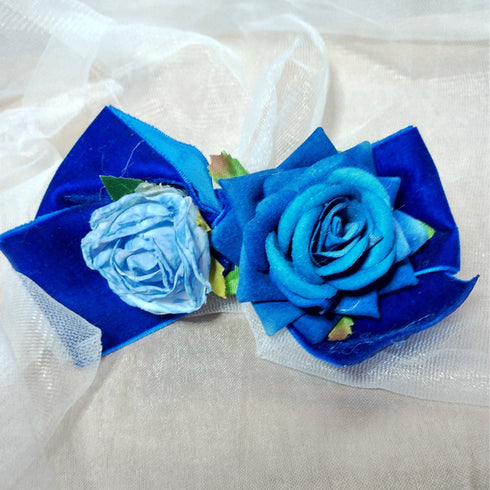 <23006>White × Blue rose Felt hat (With clip)