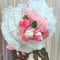 <23007>White × Pink rose Special Bonnet (With pearls)