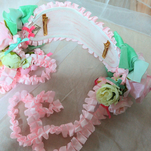 <23012>Pink × Green × Pink rose Headdress