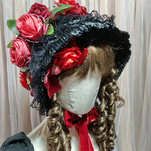 <23013>Black × Bordeaux rose Special Bonnet