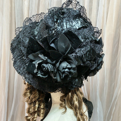 <23014>Black rose Special Bonnet (With pearls)