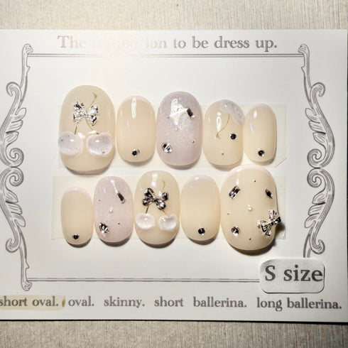 <23047>ピンクマグネットさくらんぼ ショートオーバル(S)