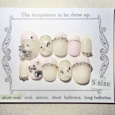 <23065>ショートピンクフレンチ ショートオーバル(S)