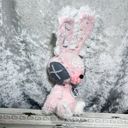 <24004>Pink VANNY printed with white roses