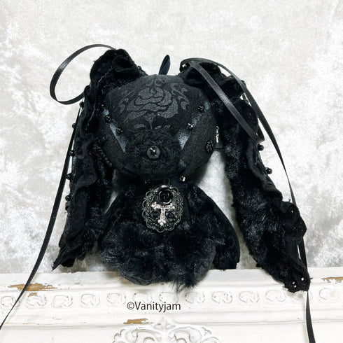<24008>Black rose patterned SOPPY with corset weave