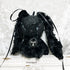 <24008>Black rose patterned SOPPY with corset weave