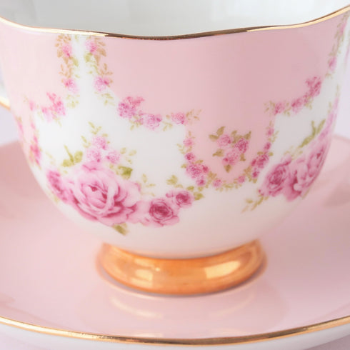<27001>Rose Teacup & Saucer Set