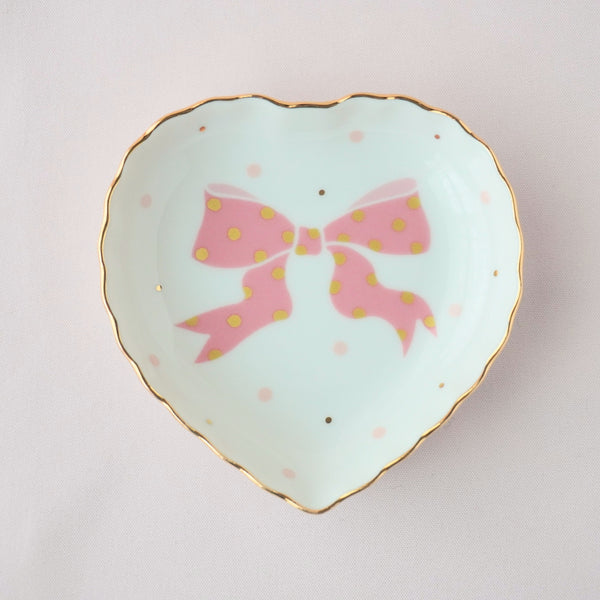 <27011>Small Heart-shaped Plate(Polka dot ribbon)