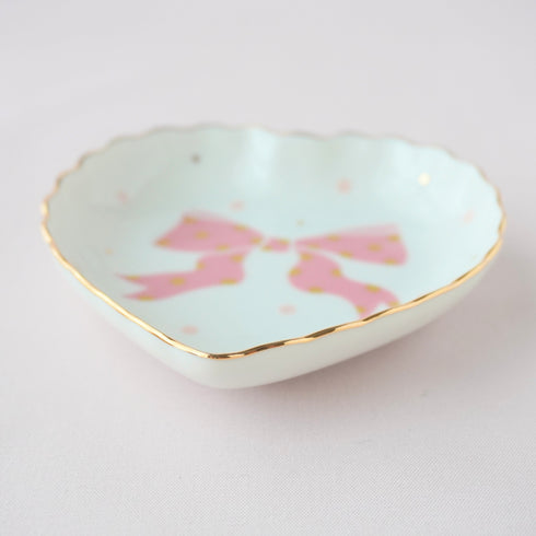 <27011>Small Heart-shaped Plate(Polka dot ribbon)