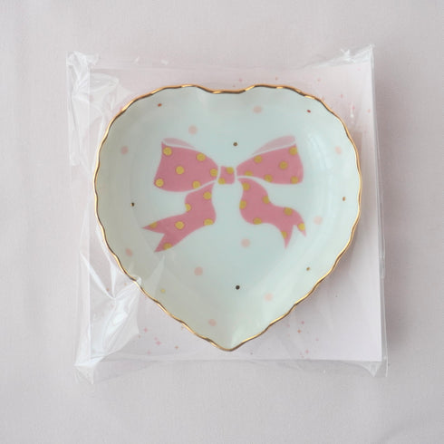 <27011>Small Heart-shaped Plate(Polka dot ribbon)