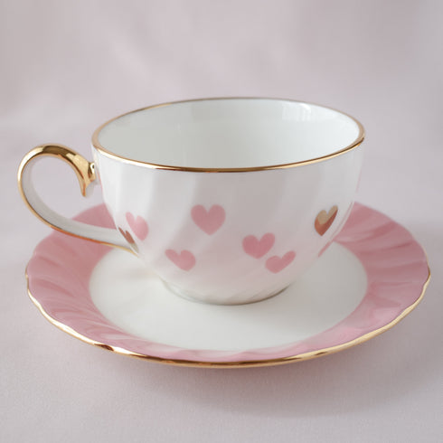 <27016>Heart Teacup & Saucer Set(pink)