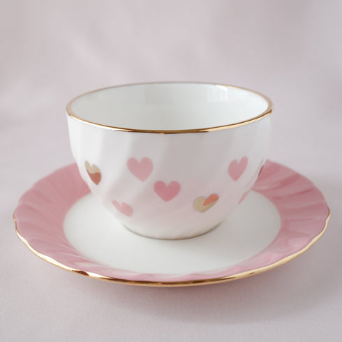 <27016>Heart Teacup & Saucer Set(pink)