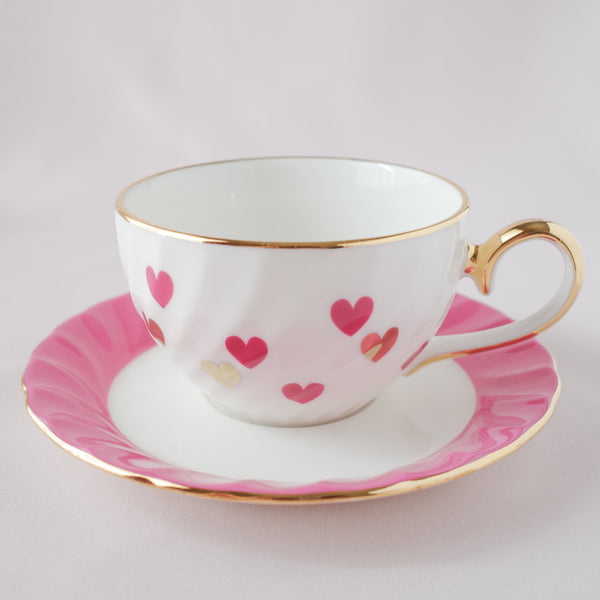 <27017>Heart Teacup & Saucer Set(shocking pink)