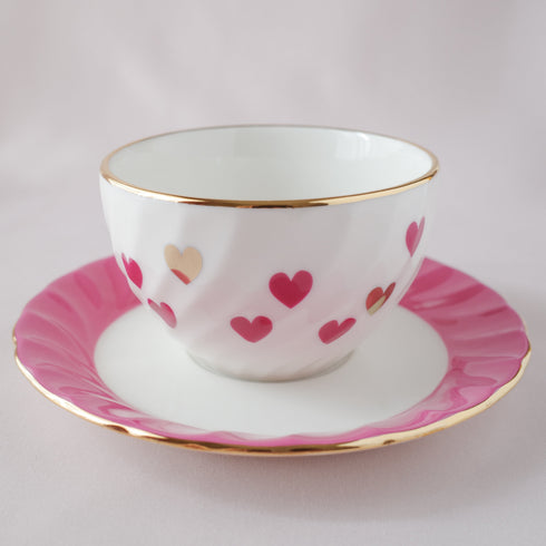 <27017>Heart Teacup & Saucer Set(shocking pink)