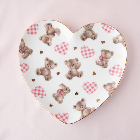 <27024>Heart-shaped Teddy bear Plate