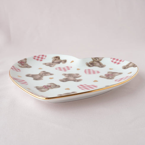 <27024>Heart-shaped Teddy bear Plate