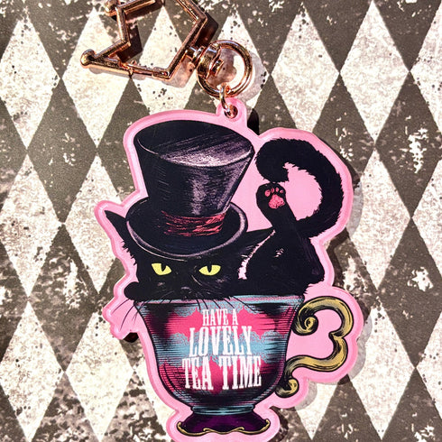 <28019>Acrylic Keychain -Cat in a Teacup-