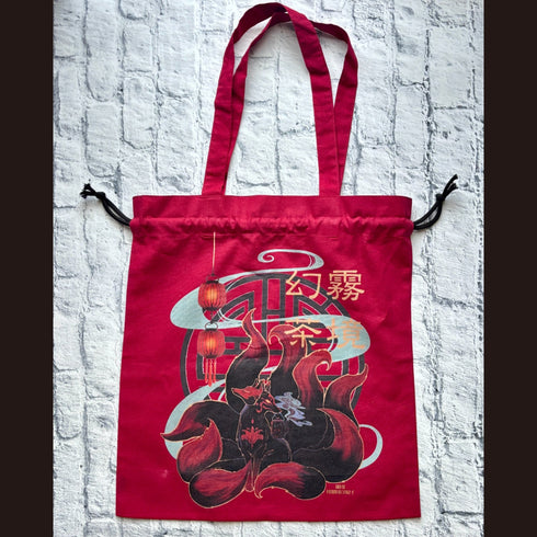 <28033>Drawstring Tote Bag -Fox's Tea House-