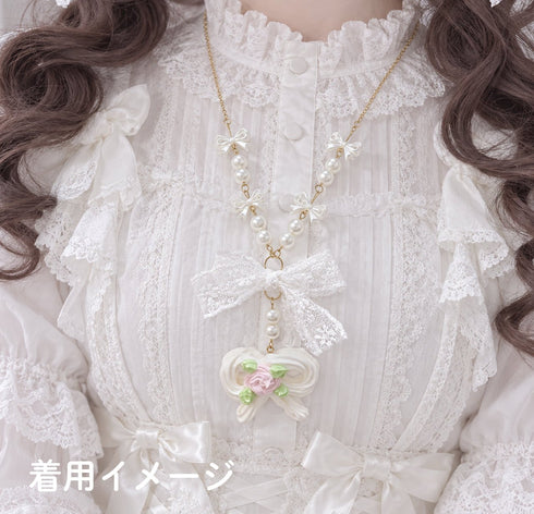 <31008>ホイップリボンのネックレス 白