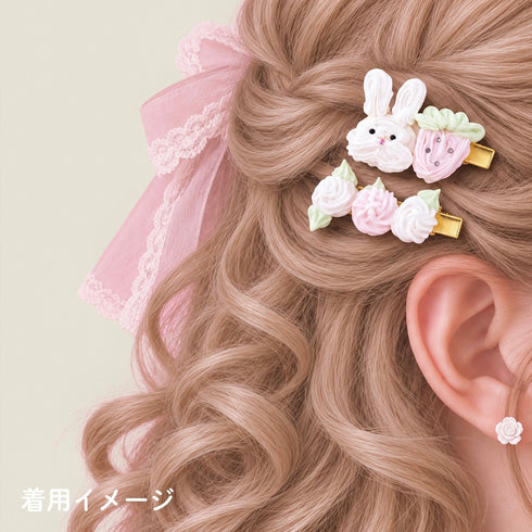 <31011>ホイップヘアクリップ うさぎ苺