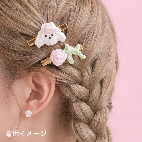 <31012>ホイップヘアクリップ わんちゃん薔薇