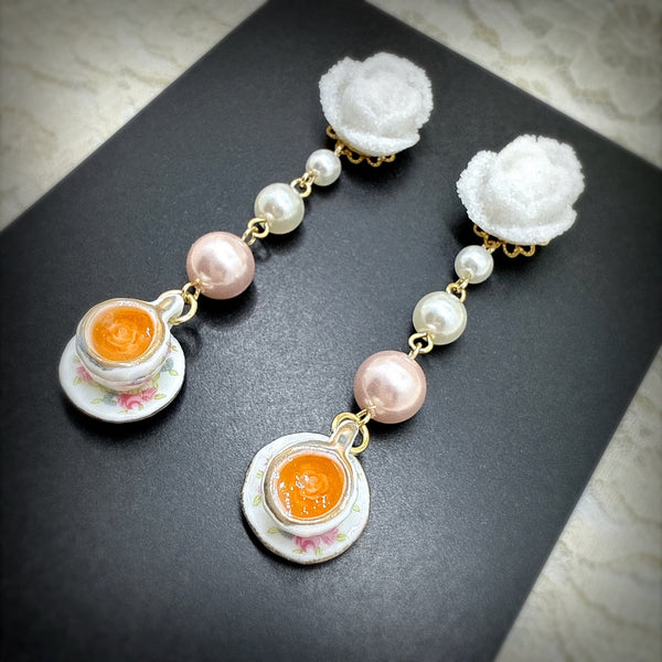 <37119>バラのお砂糖とローズティーのピアス ローズガーデン