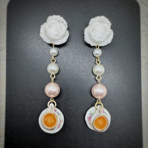 <37119>バラのお砂糖とローズティーのピアス ローズガーデン