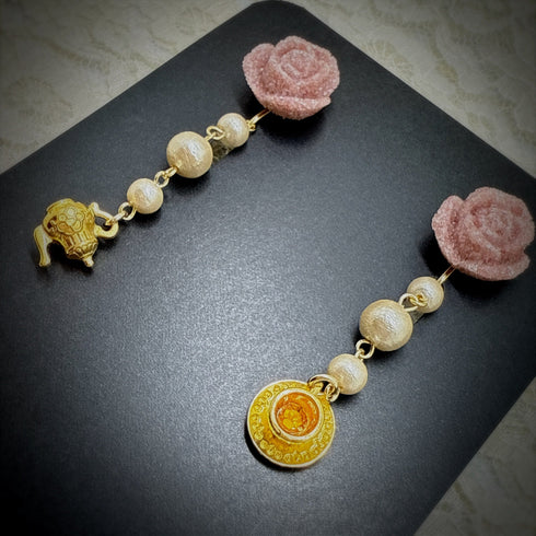 <37121>ブラウンローズシュガーのお茶会ピアス