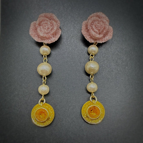 <37125>ブラウンローズシュガーのティーカップピアス