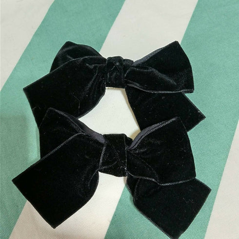 ベロアリボンクリップ2個セット黒
