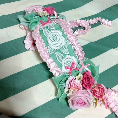 グリーンリボンの薔薇ヘッドドレス