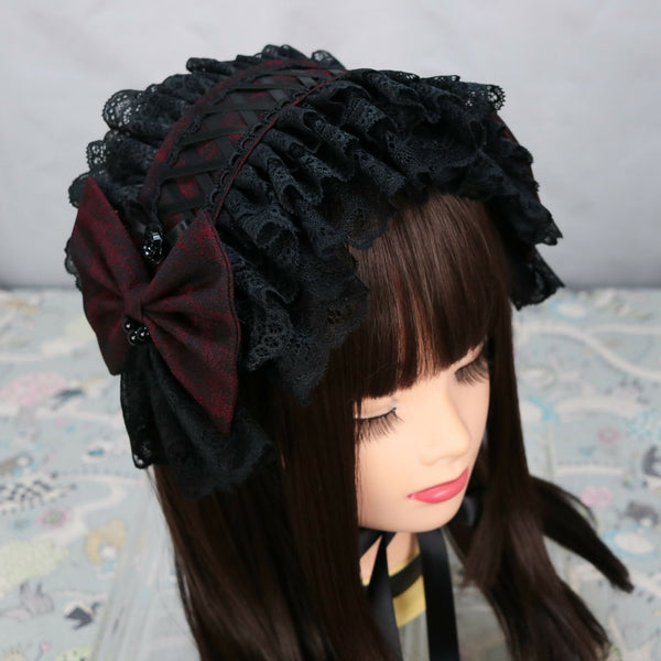 ダークレッド×ブラック ヘッドドレス