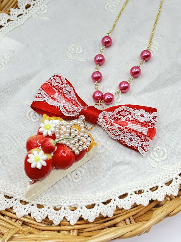 可愛いさくらんぼ🍒の赤いネックレス