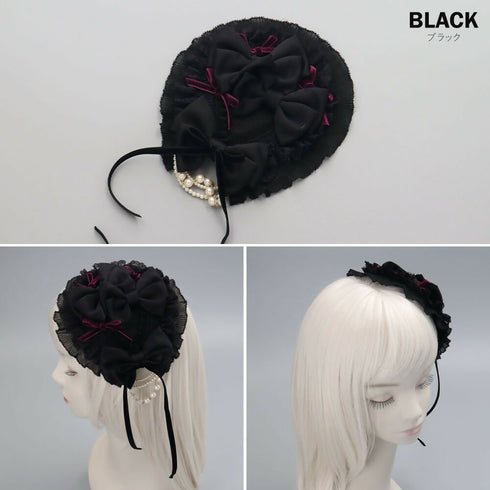 ベルベット リボン レース パールチェーン ヘッドドレス Lolitails+