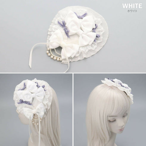 ベルベット リボン レース パールチェーン ヘッドドレス Lolitails+
