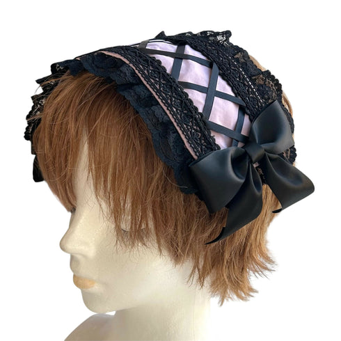 スパイラルヘッドドレス ピンク×ブラック