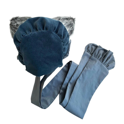 猫のボンネット くすみブルー